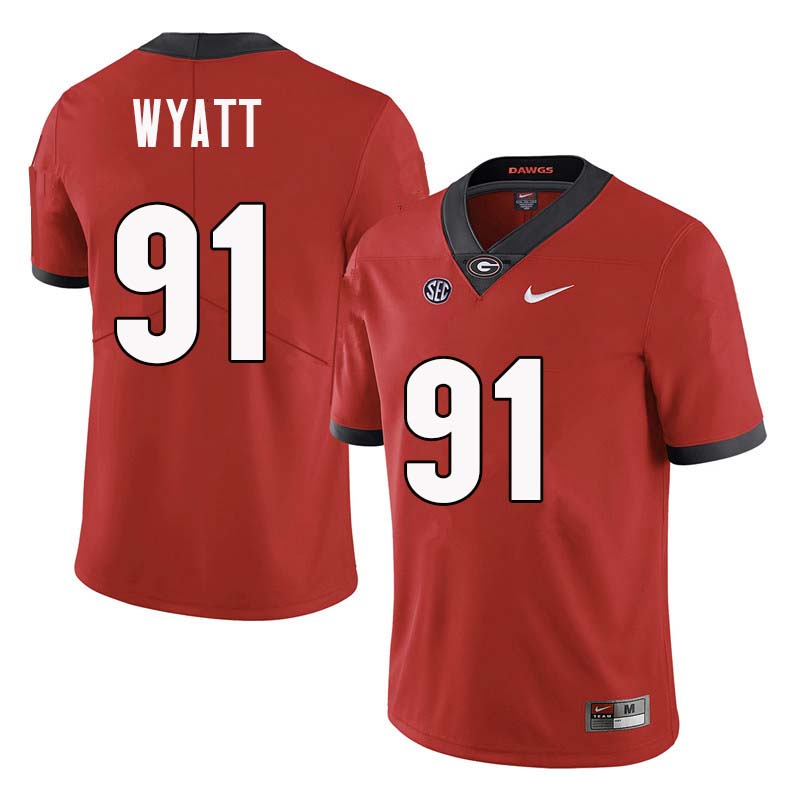 Men Georgia Bulldogs #91 Kolby Wyatt College Football Jerseys Sale-Red - Click Image to Close